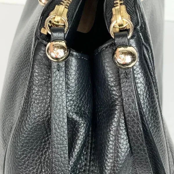 Kate Spade Womens Reis Shoulder Bag Black Pebbled Leather Triple Compartment - Image 10