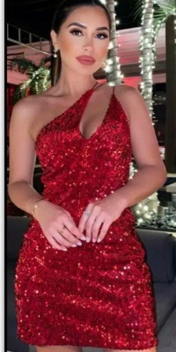 ZARA Red Velvet Sequin Dress Size S - Image 5