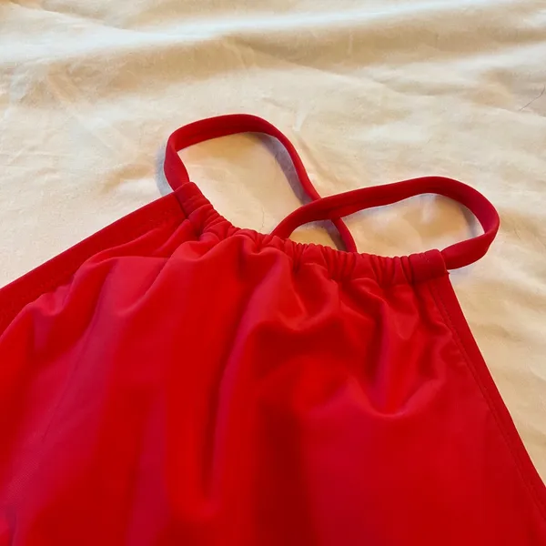 New Shade & Shore Tankini Swim Top Solid Red Size XS Racerback Adjustable - Image 2
