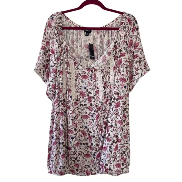 Torrid Crinkle Gauze Flutter Sleeve Top In Lovely Paisley Floral Dew Women’s 3X - Image 2