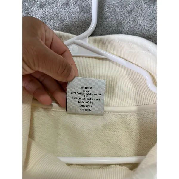 Varley Woods Sweat Sweatshirt Medium Ivory Cream Mock Neck Pullover‎ Athleisure - Image 4