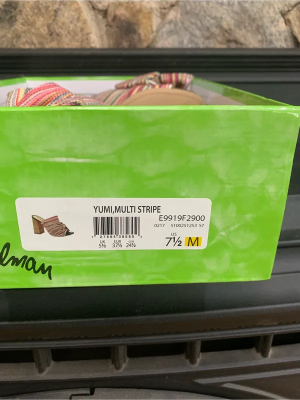 Sam Edelman Yumi Multi Stripe Bow Open Toe Heeled Mules Women's 7.5 M E9919F2900 - Image 8