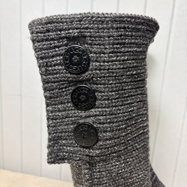 UGG Australia Cardy Tall Black Sweater Knit Button Boots Women’s Size US‎ 7 - Image 2