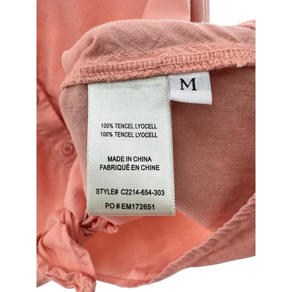 Anthropologie Cloth and Stone‎ Top Womens Medium Button Up Tie Front Peach Boho - Image 4