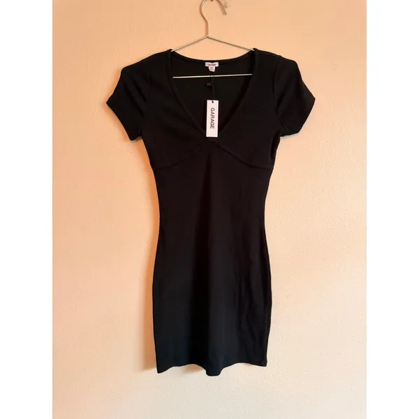 Garage Dress Women S Black Cayla Ribbed V-Neck‎ Bodycon Mini Dress - Image 2