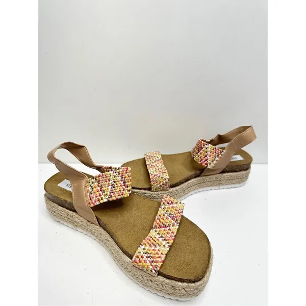Steve Madden Sandals‎ Womens Size 8 Multicolor Slip On Ipen Toe Platform - Image 5
