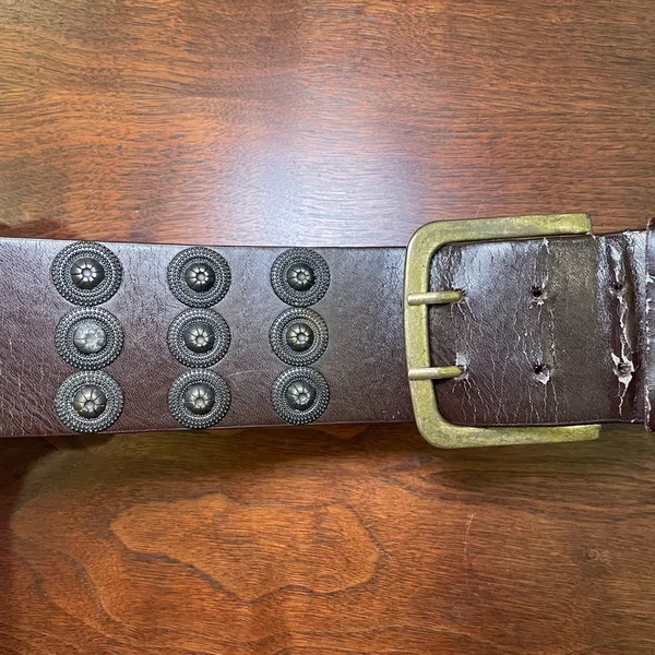 Free People Vintage Brown Wide Studded Belt - Image 6