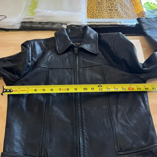 Vintage Andrew Marc NY Genuine‎ Leather Women's Jacket Zip Front Collared Small Black - Image 11