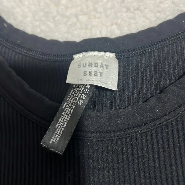 Aritzia Sunday Best Women's Black Crop Tank Top Ribbed Sz XS - Image 2