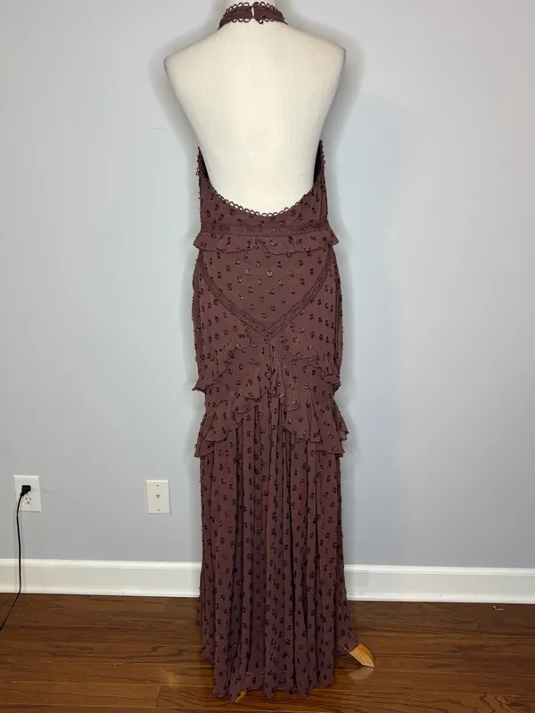 ASOS - Brown Halter Tiered Maxi Dress - Image 3