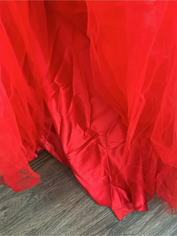 Wedding Dress VNAIX Red Lace Embroidered Tulle Ball Gown Size 6 - Image 11
