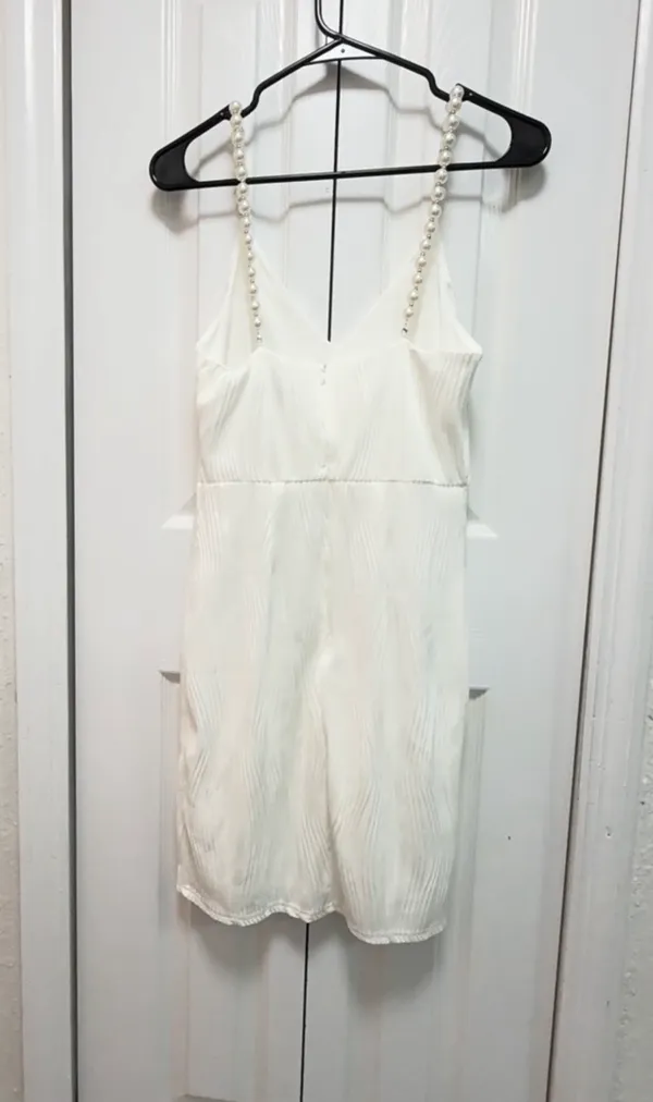 ✨ NWT RIHOAS White Textured Plissé Mini Dress w/ Pearl Straps (Size XS) 🤍 - Image 19