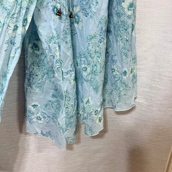 Intimately Free People Blue Floral Smocked Wide Leg Gauze Pants Medium - Image 6