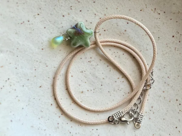 Handmade green ceramic star boho fairy cottage y2k necklace⭐️💚 - Image 3