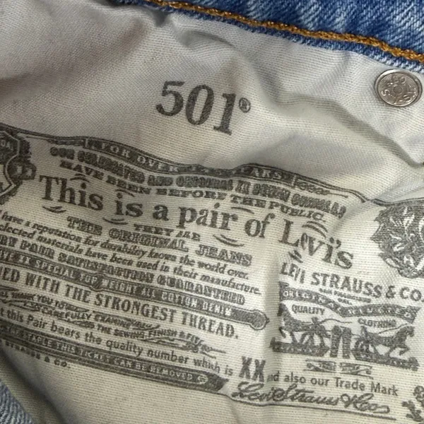 Levis 501 Original Fit Jeans Light Wash Distress High Rise Straight Leg Denim 25 - Image 13