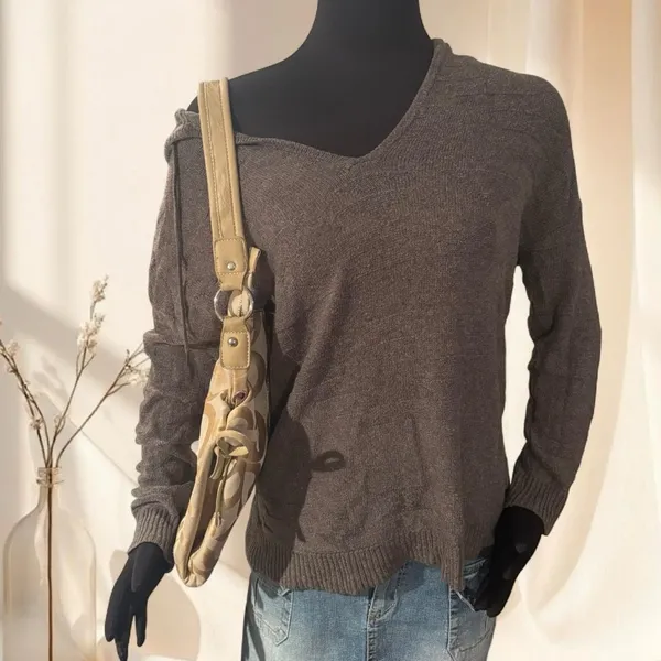 Vintage Y2K American Eagle Mocha Brown Slouchy Hooded Sweater - Image 2