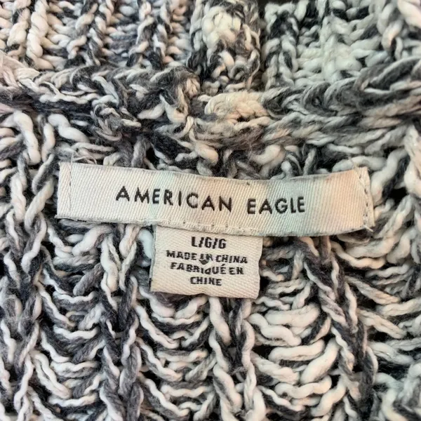 American Eagle Knit Sweater Womens‎ Large L Gray White Oversized Loose Fit - Image 3