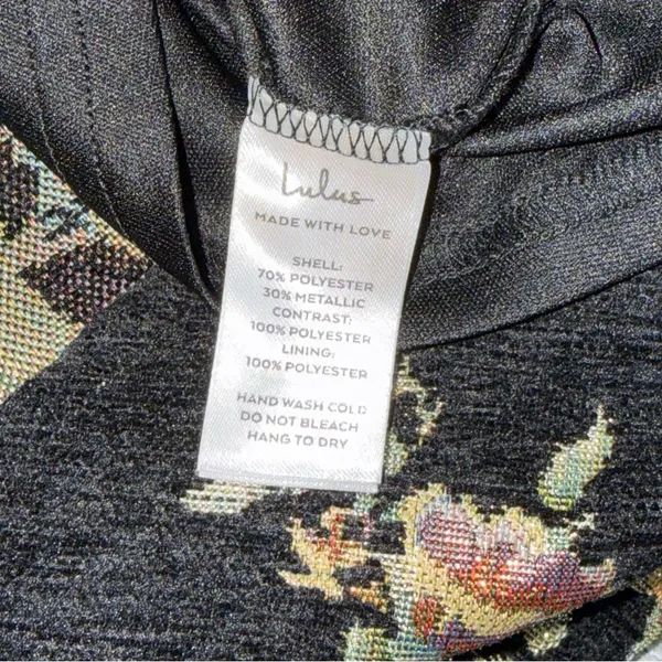 Lulus Exceptional Black Floral Tie Strap Tapestry Mini Dress Women Large New NWT - Image 8