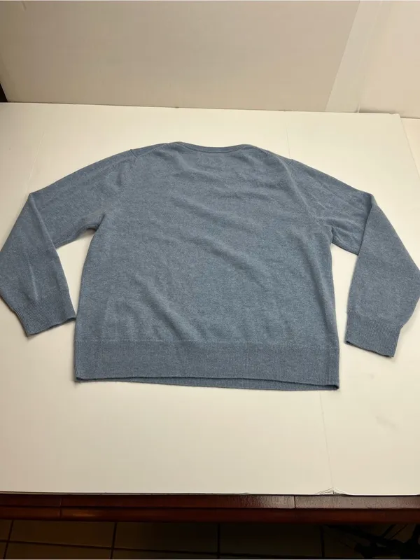 Quince 100% Mongolian Cashmere Crewneck Sweater Faded Denim Blue Womens Large - Image 9