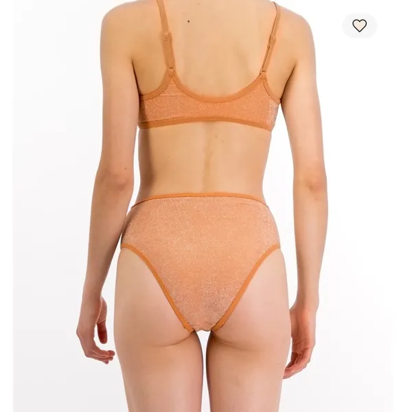 AERIE | Orange Metallic Shine Sparkle 90s High Waisted Cut Cheeky Bikini Set, XL - Image 2