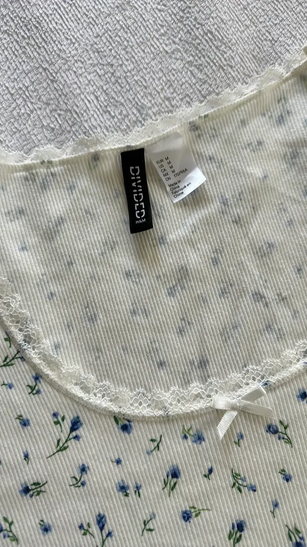 H&M Lace-Trimmed Cotton Top - Image 2