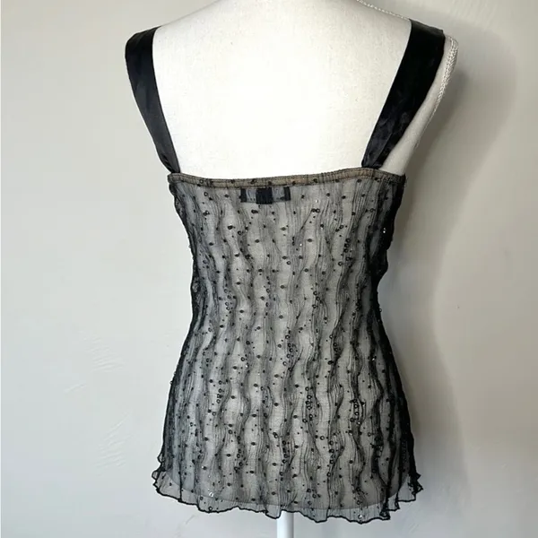 Vintage Sequin Cami Black Size M - Image 5
