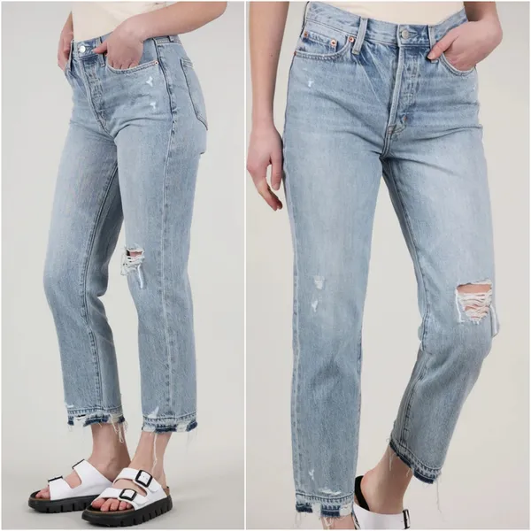 Pistola‎ Charlie High-Rise Classic Straight Distressed Jeans 28 - Image 13