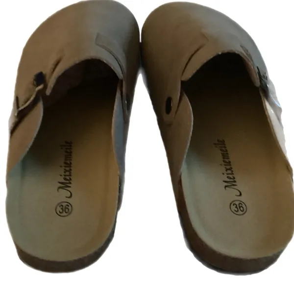 NIB Women's Tan Suede Clogs with a classic stylish look & vintage buckle design - Image 4