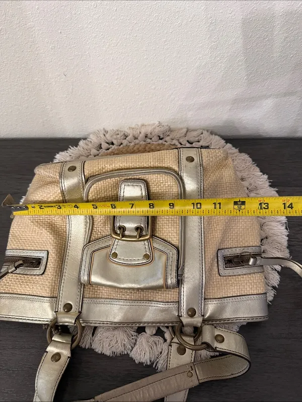 Coach Legacy Vintage Straw Metallic‎ Gold Leather Tote Bag M05K-113 - Image 9