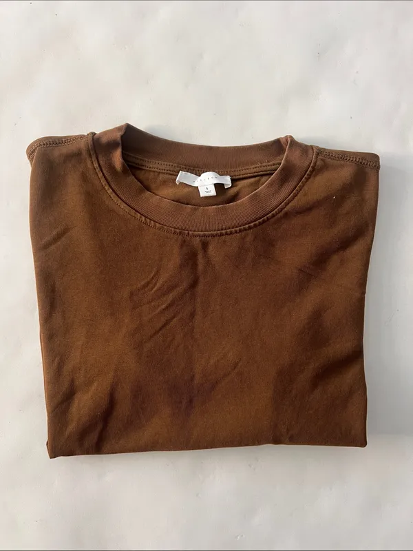 All:Row Thick Cotton Crewneck Boxy Everyday Tee Shirt in Warm Brown S $68 - Image 6
