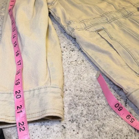 Universal‎ Thread Denim Utility Jacket Beige Sand Drawstring Waist Coat Womens M - Image 7