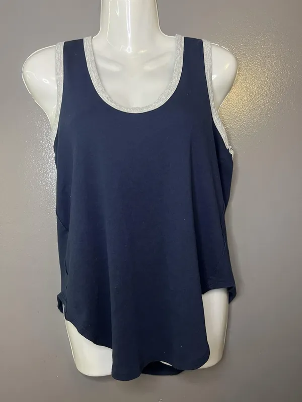 We The Free Tank Top Womens Small Blue Racerback Scoop Neck Bow Hem Relaxed - Image 2