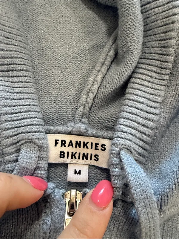 Frankie's Bikinis Blue Cloud Knit Aimee Zip Up Sweater Hoodie Sz M - Image 2