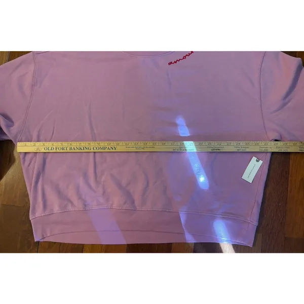 Pilcro Crewneck Sweatshirt Amour/Red Heart Embroidery Pink Sz. Medium Anthro NEW - Image 5