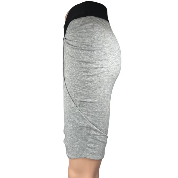 Allsaints Gray Black Elastic Waist Stretch Draped Career Pencil Mini Skirt Sz 2 - Image 2