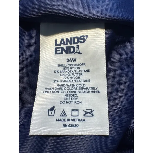 Lands End Blue Tropical Palm Print Swim Skirt 24W‎ Plus Size Cinch Side 522799 - Image 4