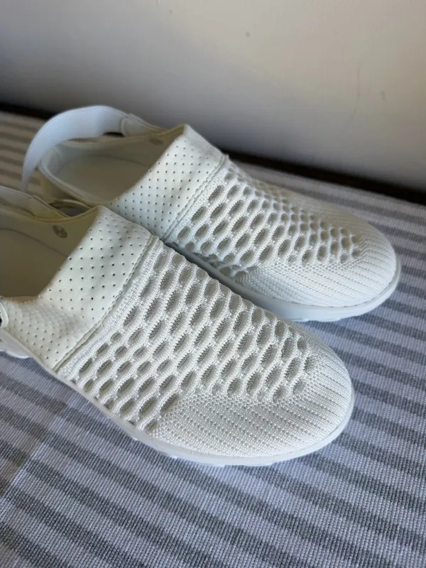 Women's White Open Heel Strap Mesh Shoe Size 39 aka 8 #260858 - Image 3
