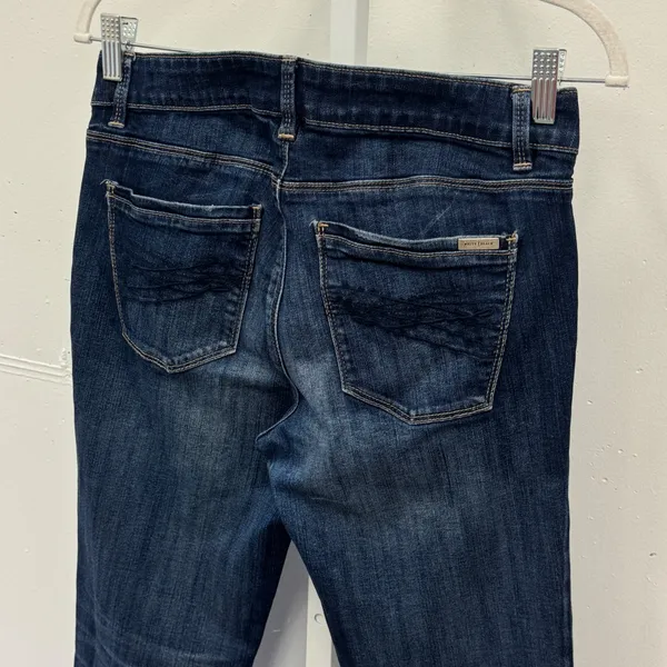 White House Black Market Slim Crop Jeans Dark Wash Raw Hem Size 6 Stretch Casual - Image 5