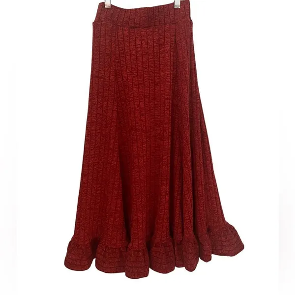 Anthropologie Pauline Midi Sweater Skirt Ruffle Hem XS - Image 3