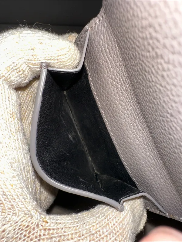 Saint Laurent Pebbled Leather Card Case in Taupe Gray - Image 10