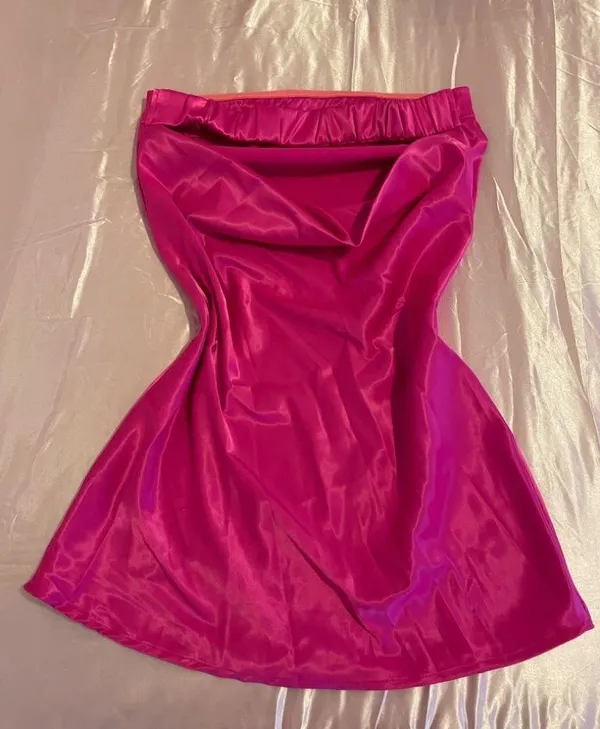 Strapless satin hot pink Dress - Image 8