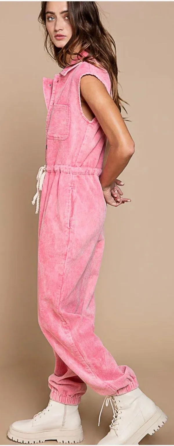 Boutique Corduroy Pink Jumpsuit - Image 4