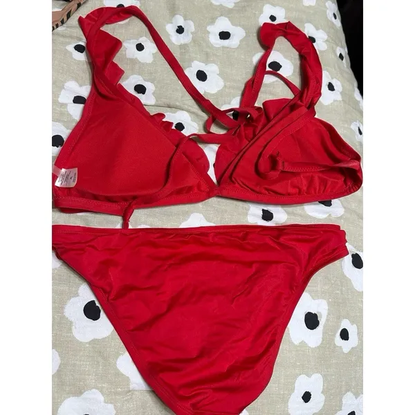 Shade & Shore Red Ruffle Bikini Set - Image 2