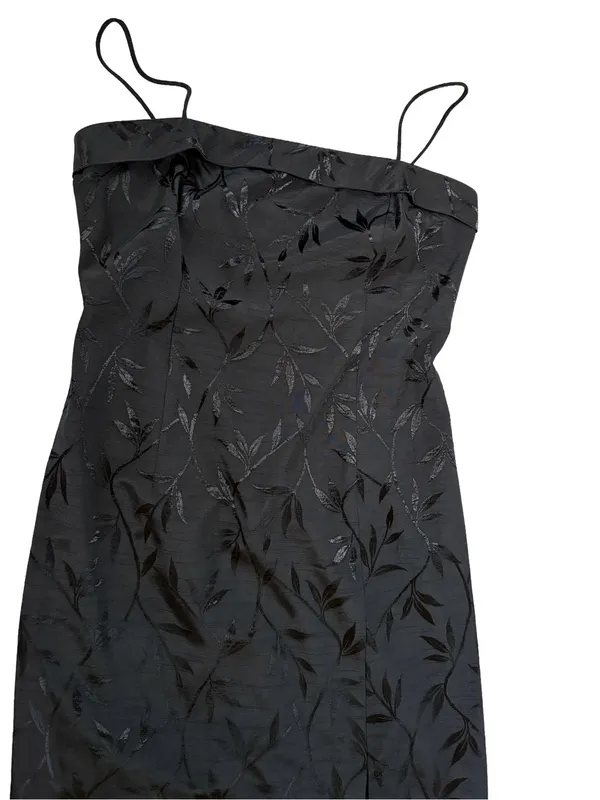 Vintage J.R. Nites by Caliendo Black Tonal Floral Jacquard Maxi Dress - Image 7