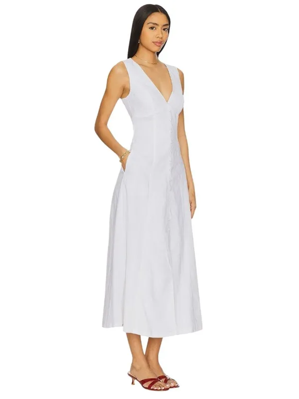 Bardot x REVOLVE Cordelia Linen Midi Dress in Orchid White 2 New Womens - Image 3