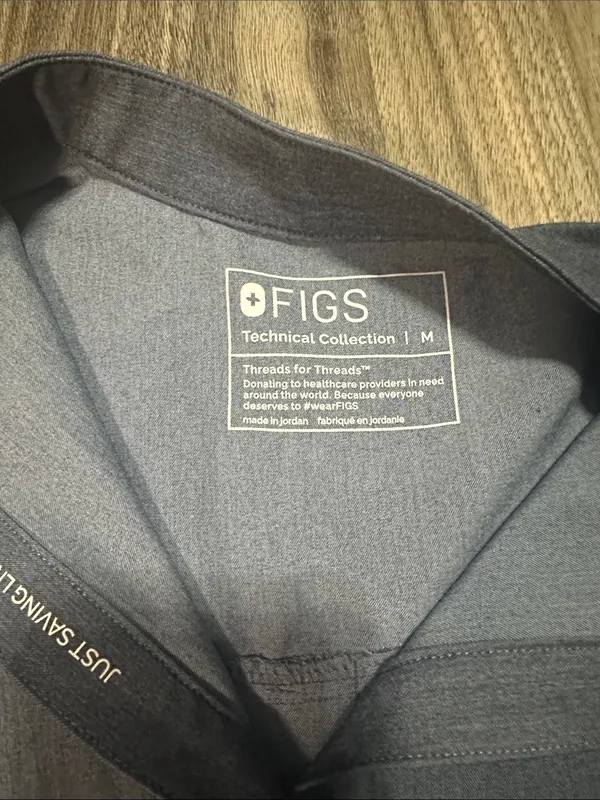 Figs Mandarin Collar Cap Sleeve Top in Slate Blue - Image 2
