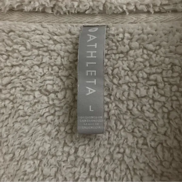 Athleta Talus teddy Sherpa half zip pull over cream sweatshirt L‎ - Image 7