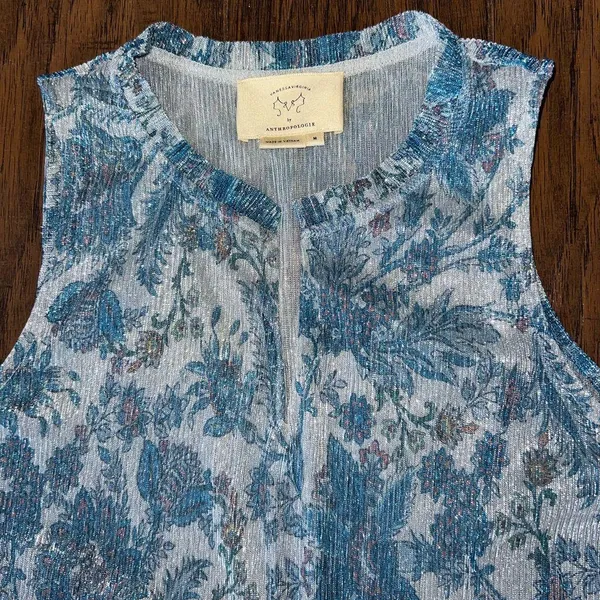 Anthropologie Shimmering Floral Blouse - Image 2