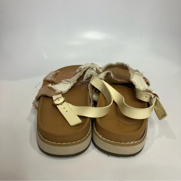 American Eagle patchwork criss‎ cross sandals white pink tan women’s size 9 - Image 6