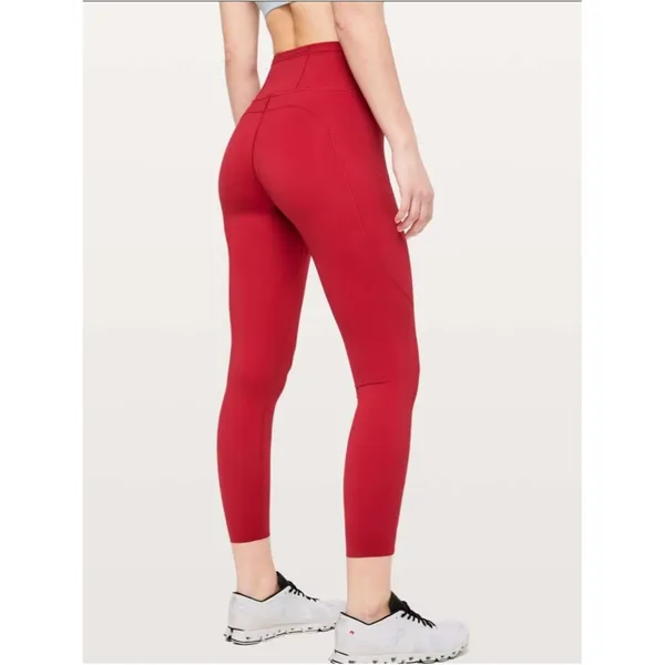 Lululemon Fast & Free 7/8 Tight Dark Red High Rise 25” Inseam Nulux Fabric Sz 4 - Image 2